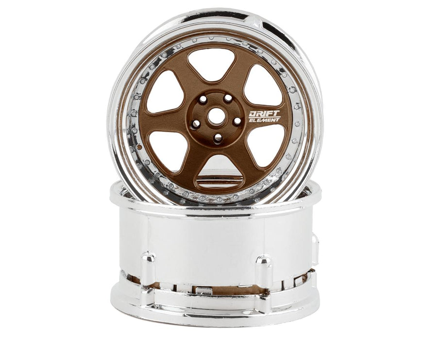 DS Racing Drift Element 6 Spoke Drift Wheels (Bronze & Chrome) (2)