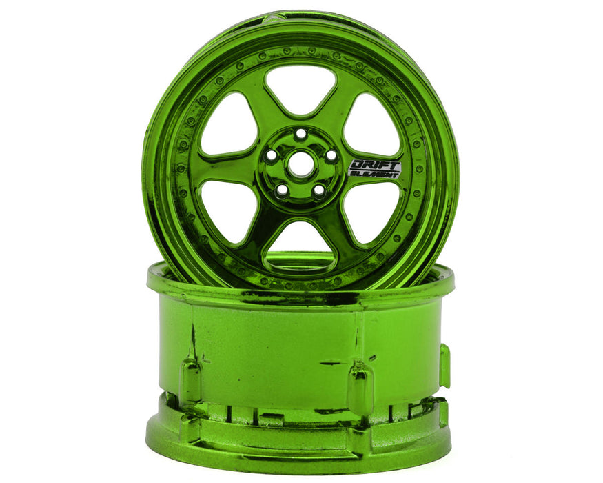 DS Racing Drift Element 6 Spoke Drift Wheels (Green Chrome) (2)