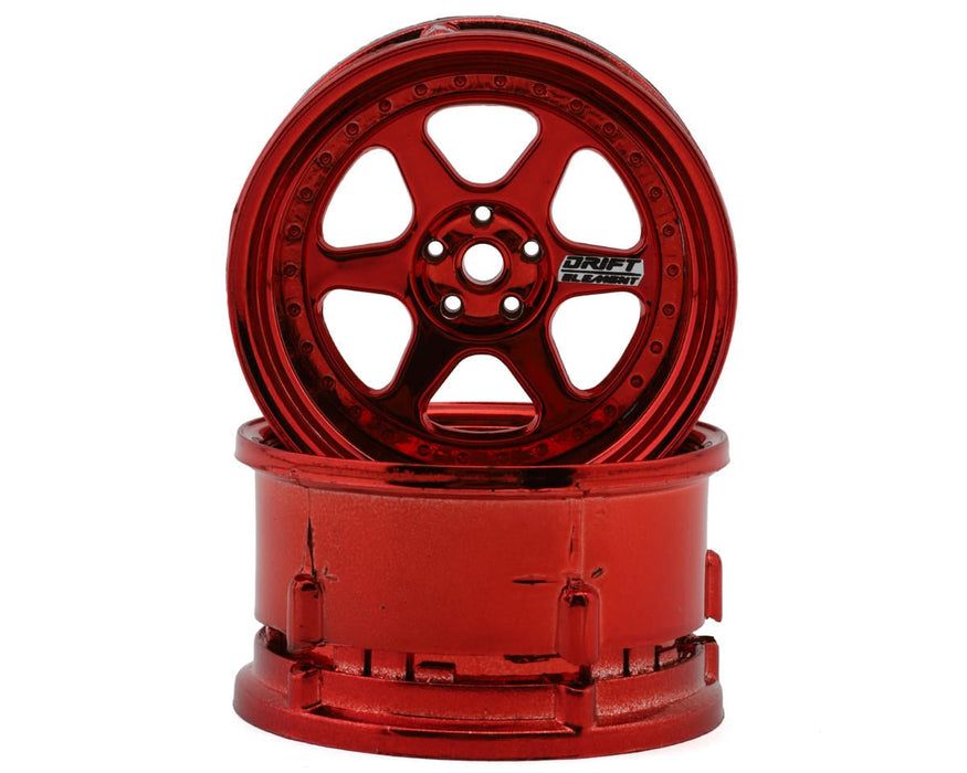 DS Racing Drift Element 6 Spoke Drift Wheels (Red Chrome) (2)