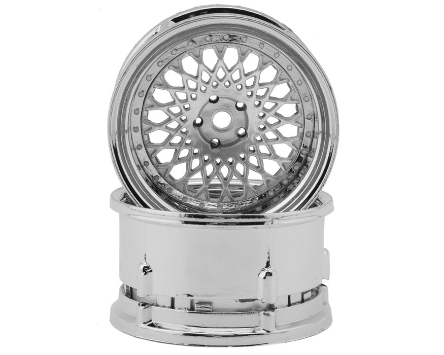 DS Racing Element Mesh 1/10 Drift Wheels (Silver w/Chrome Lip)