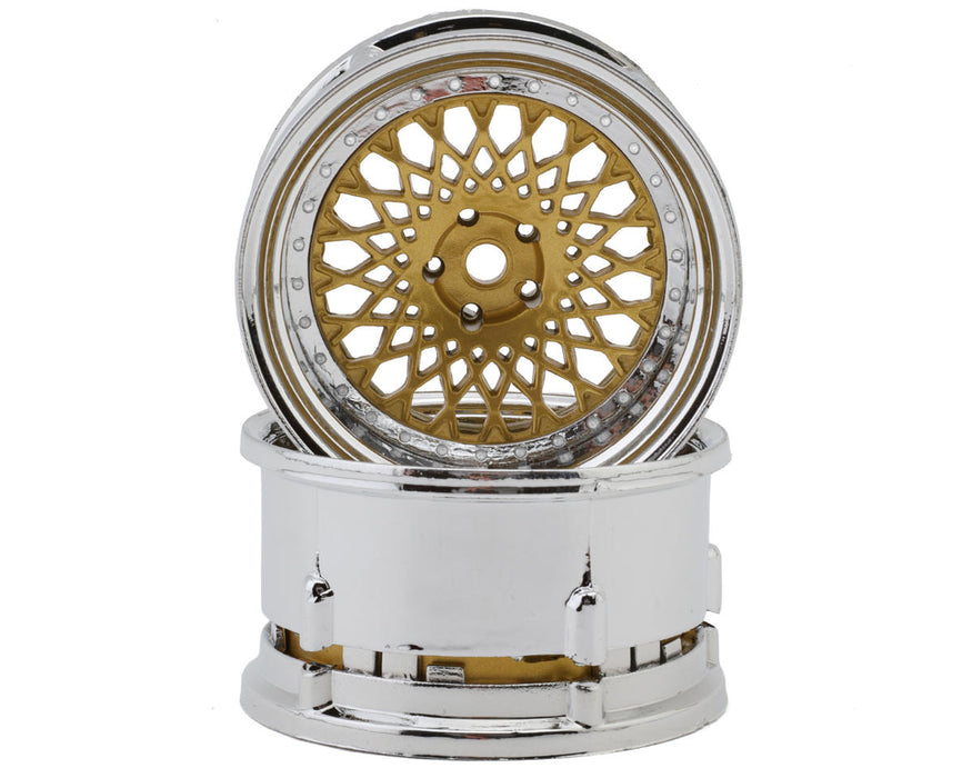 DS Racing Element Mesh 1/10 Drift Wheels (Gold w/Chrome Lip)