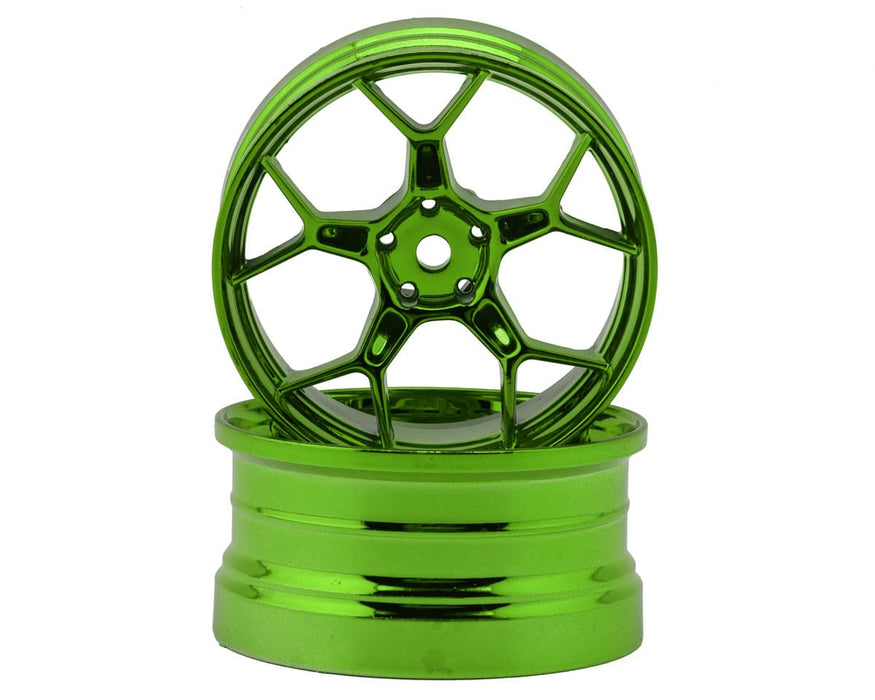 DS Racing Feathery Split Spoke Drift Wheels (Green Hi Gloss) (2) (6mm Offset)
