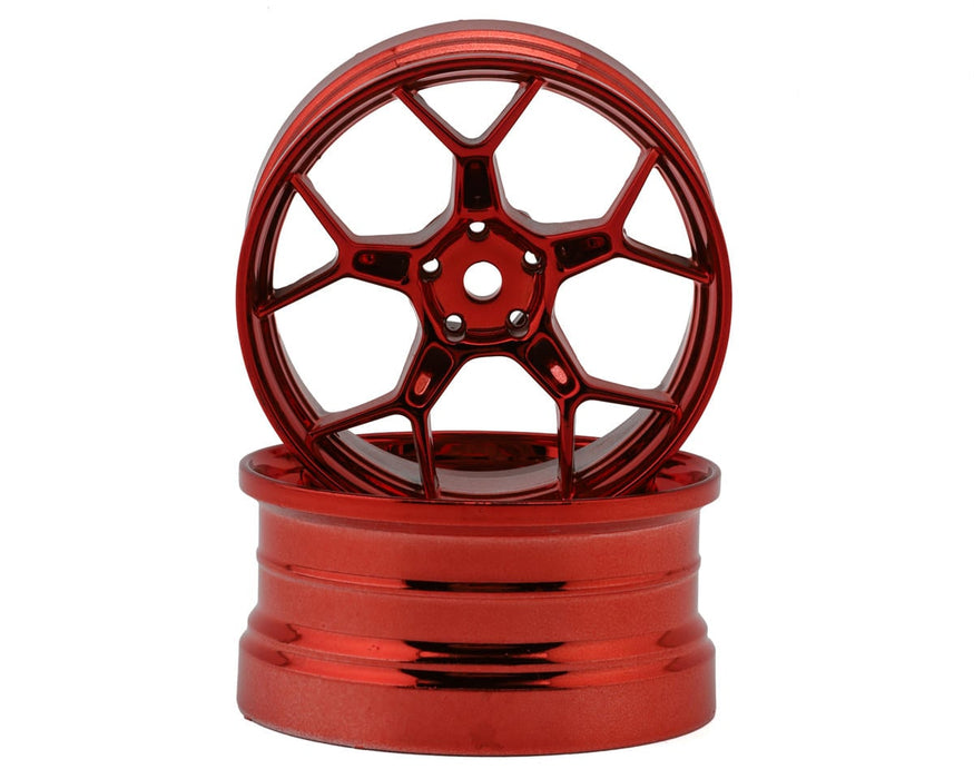 DS Racing Feathery Split Spoke Drift Wheels (Red Hi Gloss) (2) (6mm Offset)