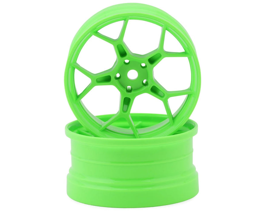 DS Racing Feathery Split Spoke Drift Wheels (Flu Green) (2) (6mm Offset)