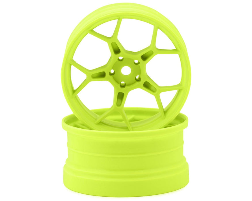 DS Racing Feathery Split Spoke Drift Wheels (Flu Lime) (2) (6mm Offset)