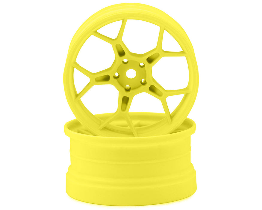 DS Racing Feathery Split Spoke Drift Wheels (Flu Yellow) (2) (6mm Offset)