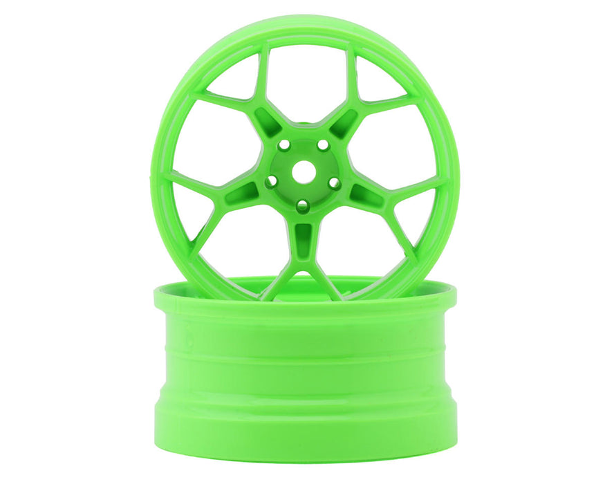 DS Racing Feathery Split Spoke Drift Wheels (Flu Green) (2) (8mm Offset)
