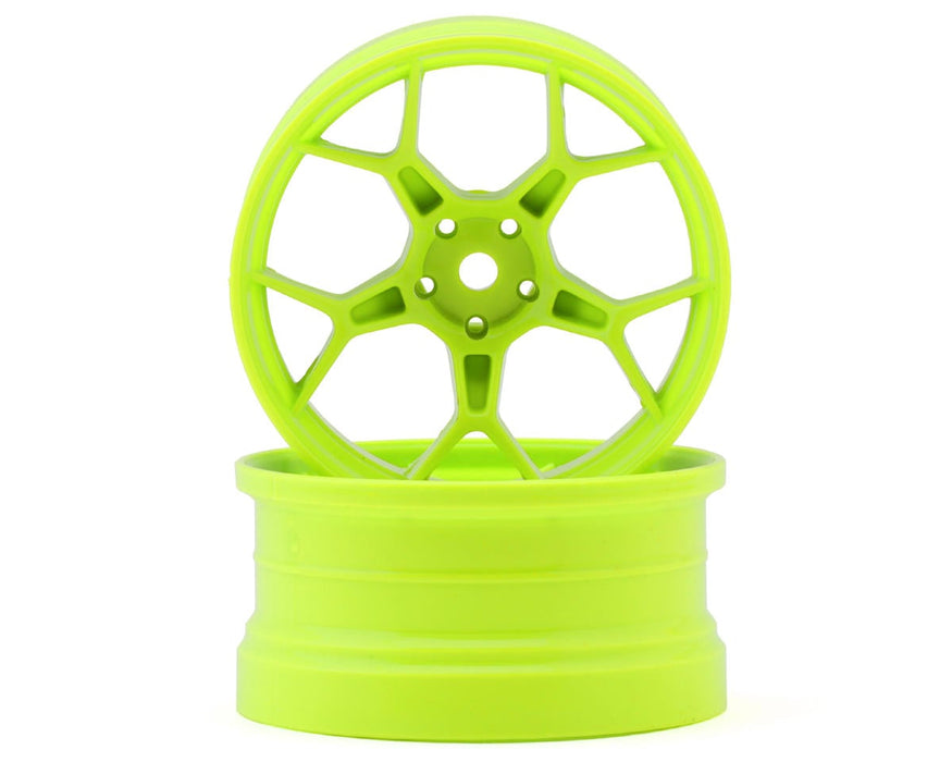 DS Racing Feathery Split Spoke Drift Wheels (Flu Lime) (2) (8mm Offset)