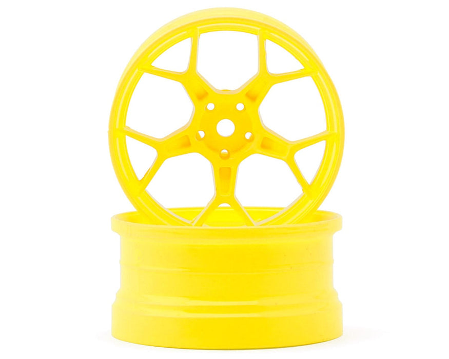 DS Racing Feathery Split Spoke Drift Wheels (Flu Yellow) (2) (8mm Offset)