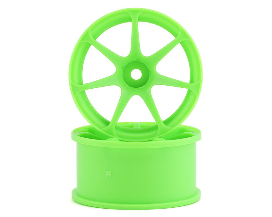 Mikuni AVS Model T7 7-Spoke Drift Wheels (Green) (2) (5mm Offset)