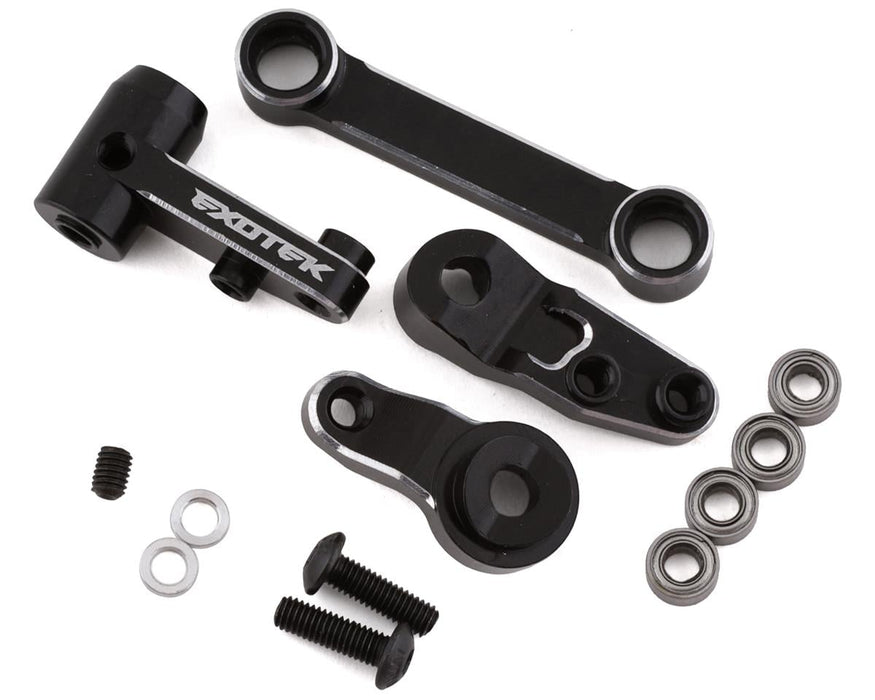 Exotek TLR 22S Drag Aluminum HD Steering Set (Silver/Black)