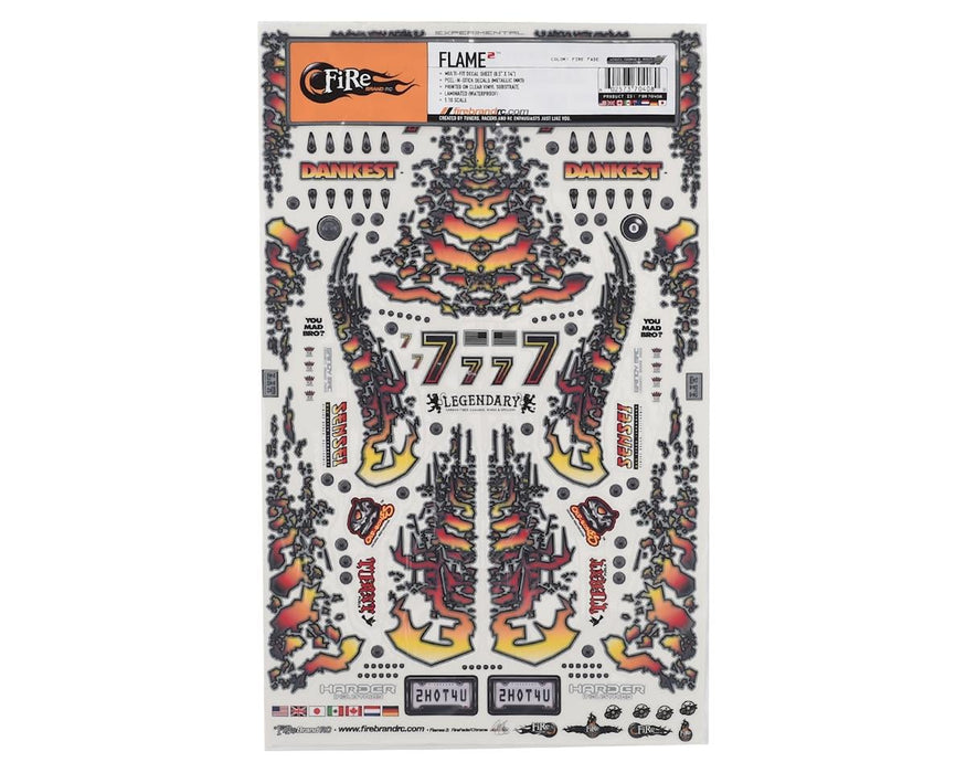 Firebrand RC Flames 2 Decal Sheet (Orange/Red) (8.5x14")