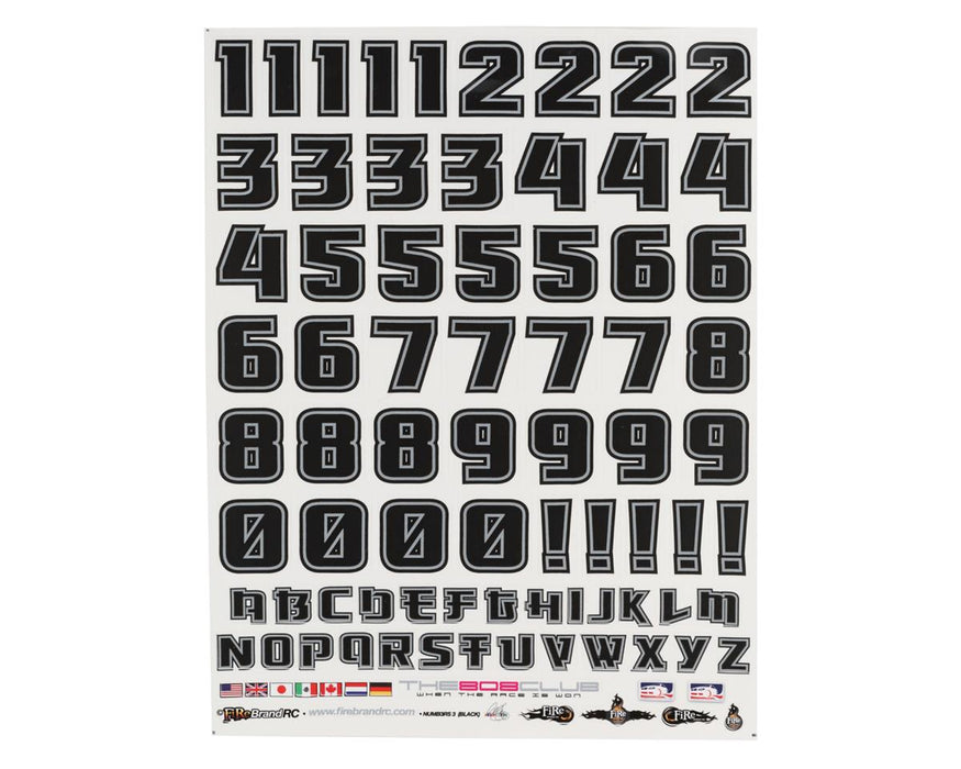 Firebrand RC Numb3Rs 3 Rocket Decal Set (Black w/Silver Outlines)