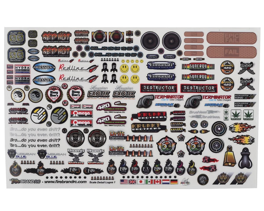 Firebrand RC Sponsor Logos 1A Decal Set (6x10")
