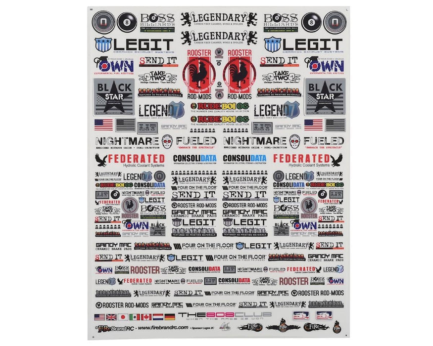 Firebrand RC Sponsor Logos 2C Decal Set (8.5x11")