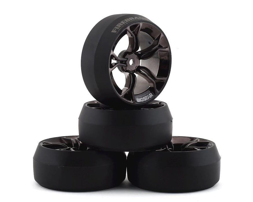 Firebrand RC Biostar XD3 0° Pre-Mounted Drift Tires (4) (Smoke Chrome)