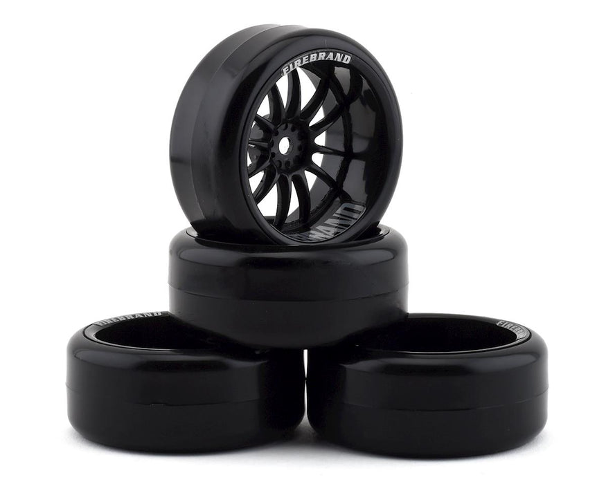 Firebrand RC Char D9 Pre-Mounted Slick Drift Tires (4) (Black)