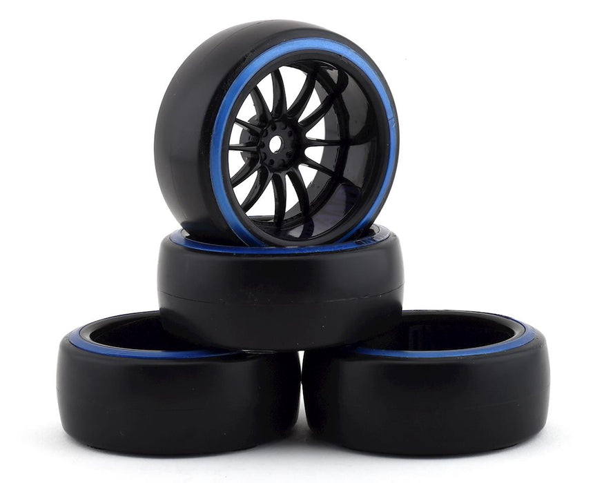 Firebrand RC Char D29B Pre-Mounted 2-Piece Slick Drift Tires (4) (Black/Blue)