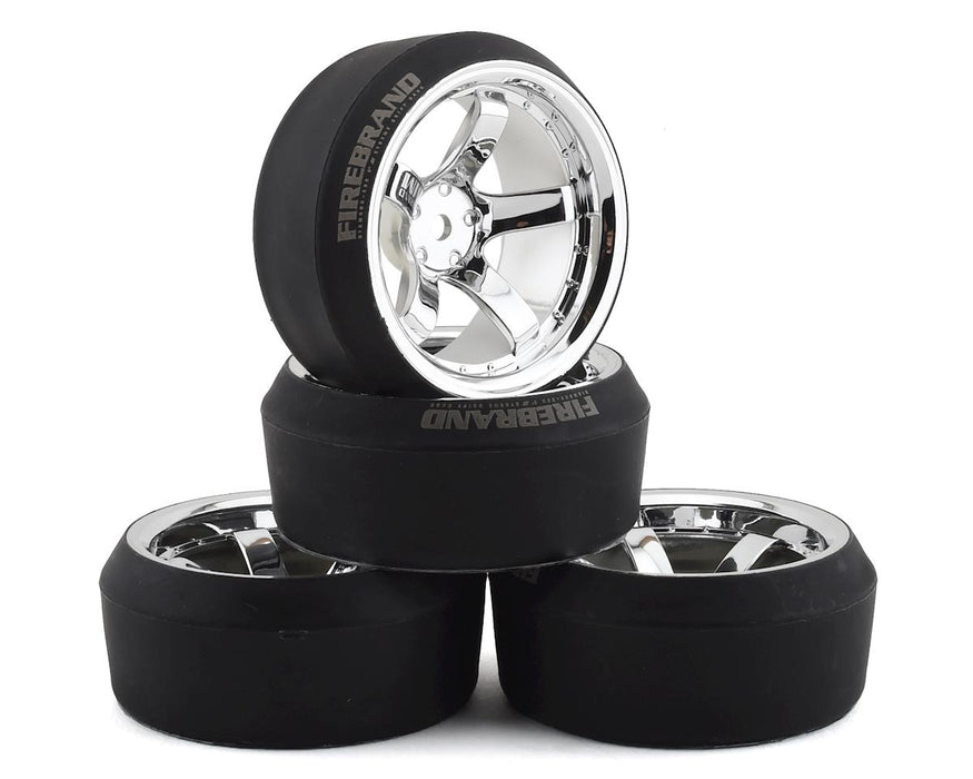 Firebrand RC Highfive XDR9 5° Pre-Mounted Slick Drift Tires (4) (Chrome)