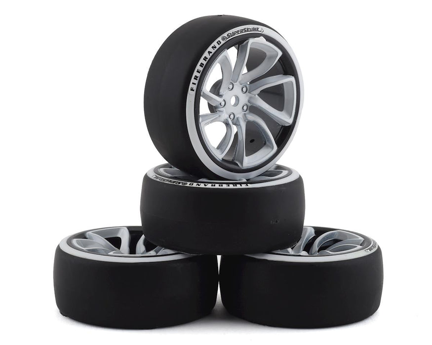Firebrand RC Superskunk D2 Pre-Mounted Slick Drift Tires (4) (White/Black)