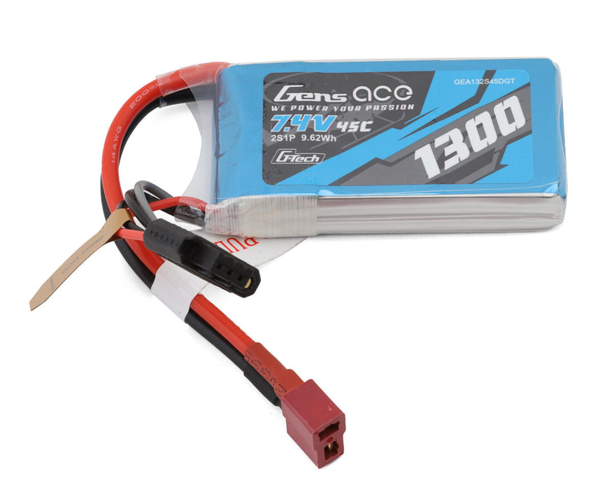 Gens Ace G-Tech Smart 2S LiPo Battery 45C (7.4V/1300mAh) w/T-Style Connector