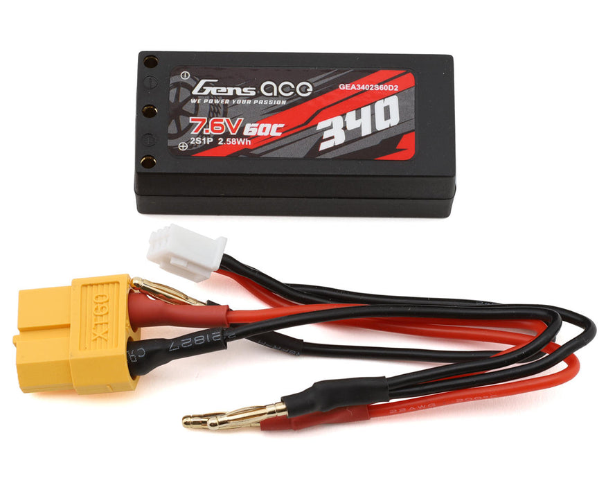 Gens Ace 2S 60C Hardcase Shorty LiHV Battery (7.6V/340mAh)