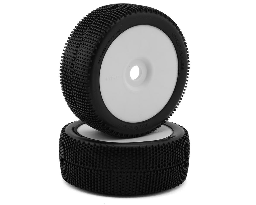 GRP Tires "Micro" Pre-Mounted 1/8 Buggy Tires (White) (2) (S25 - Super Soft)