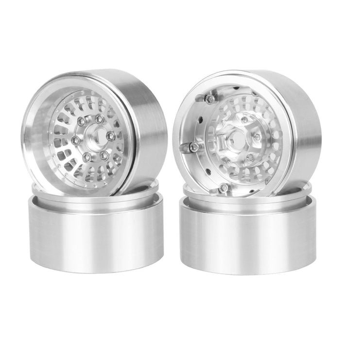 Hobby Details 1.9", 10mm offset, Alum Beadlock  Rim-Silver(4)
