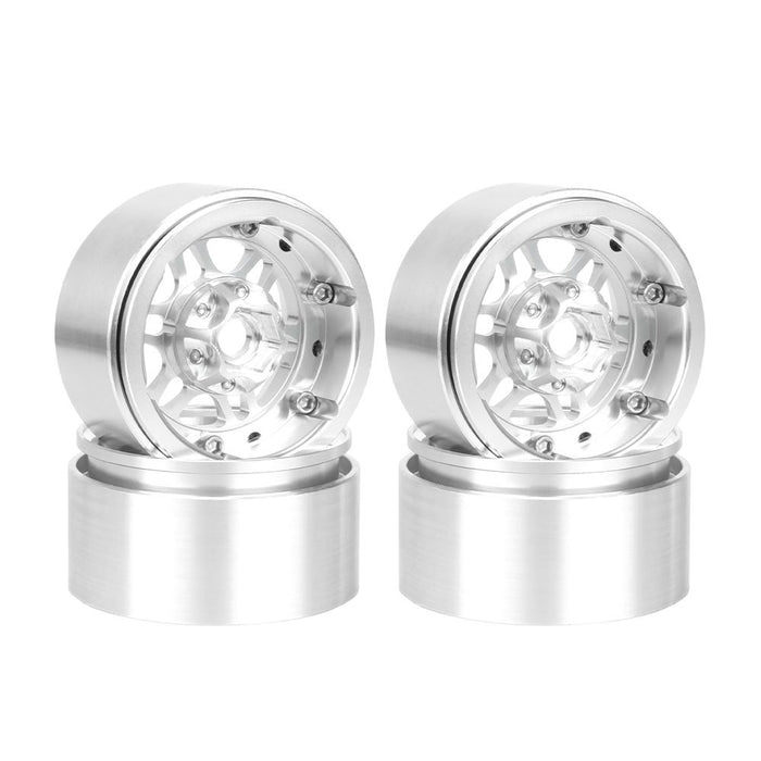 Hobby Details 1.9", 10mm offset, Alum Beadlock  Rim-Silver(4)