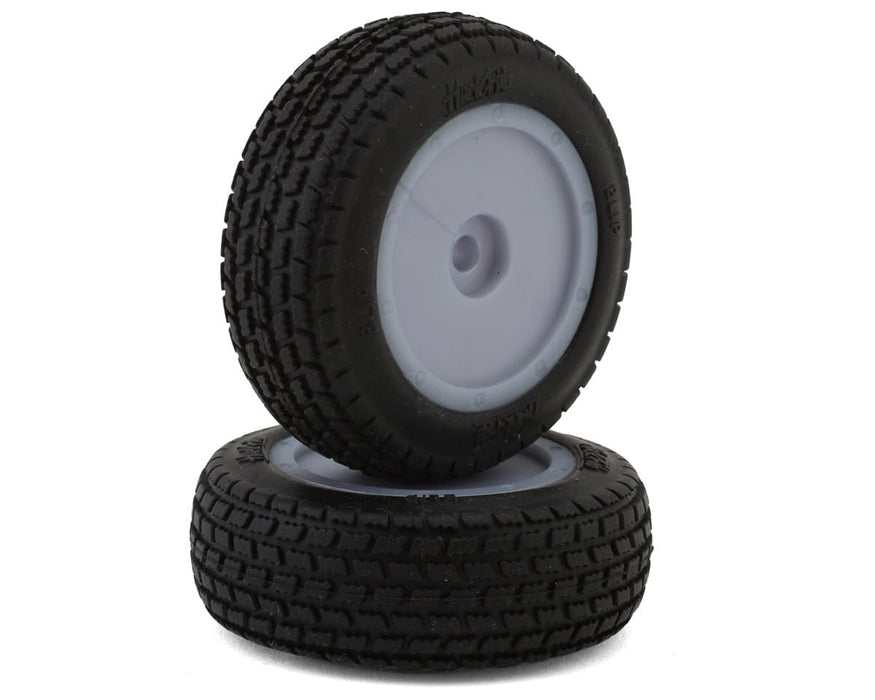 HackFab Losi Mini-B Blip Pre-Mounted Mini Front Oval Tires (Silver) (2) (Soft)