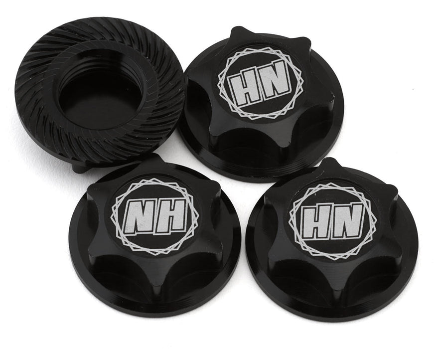 HongNor X5B 17mm Capped Serrated Wheel Nuts (Black) (4)