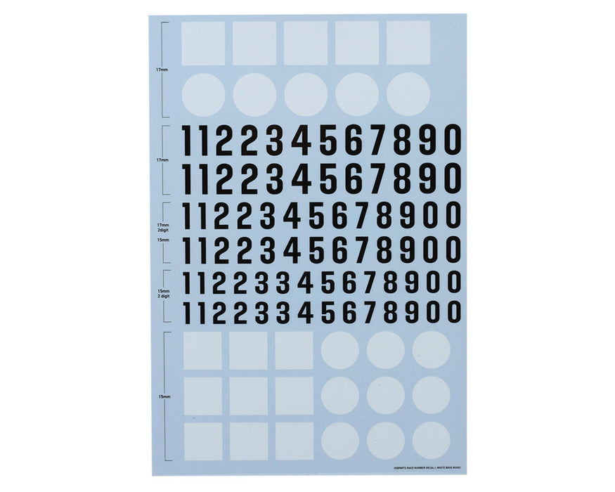 HiQ Parts Racing Number Base Decal Sheet (Large) (White)