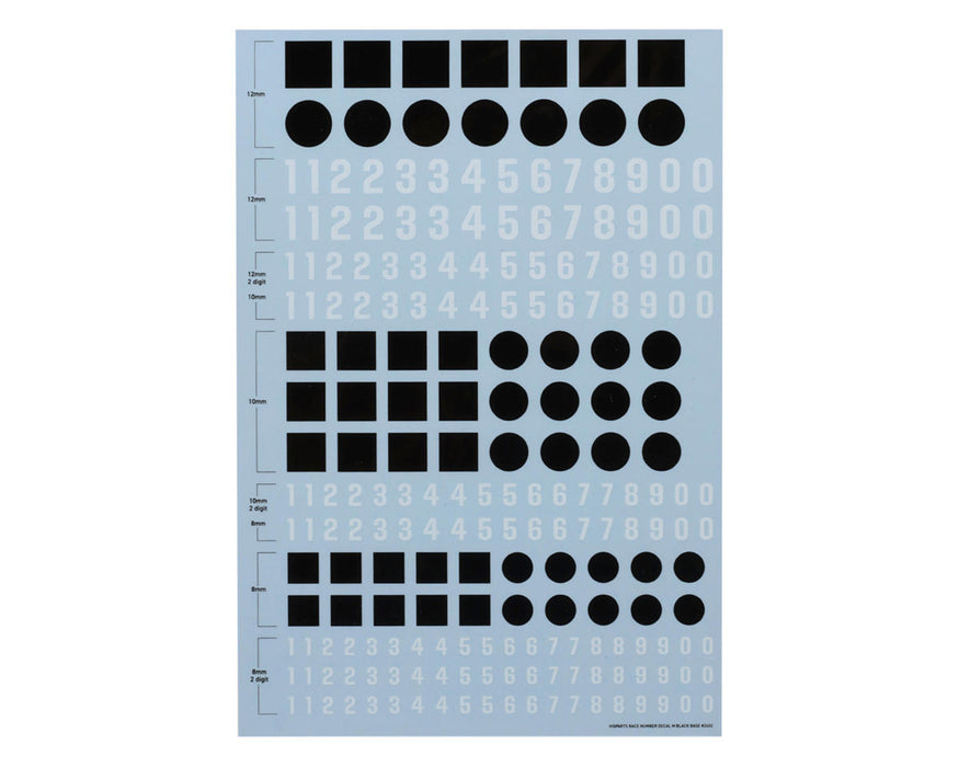 HiQ Parts Racing Number Base Decal Sheet (Medium) (Black)