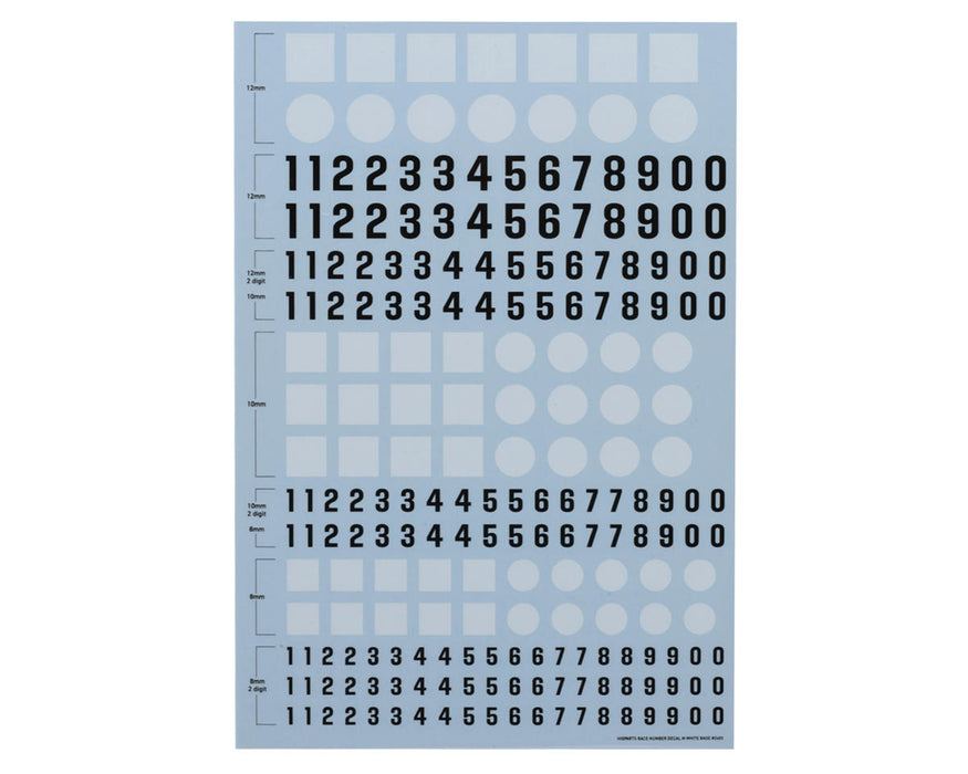 HiQ Parts Racing Number Base Decal Sheet (Medium) (White)