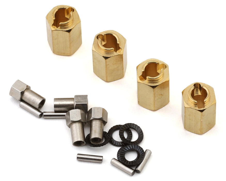 Injora Redcat Ascent-18 Brass Wheel Hex Adapters (Gold) (4) (3g ea)