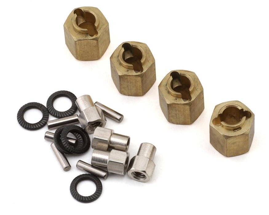 Injora Redcat Ascent-18 Brass Wheel Hex Adapters (Gold) (4) (2.25g ea)