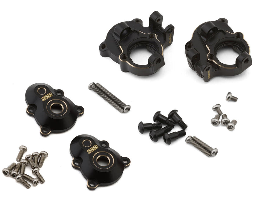 Injora Redcat Ascent-18 Brass Portal Covers & Steering Knuckles Set (Black)