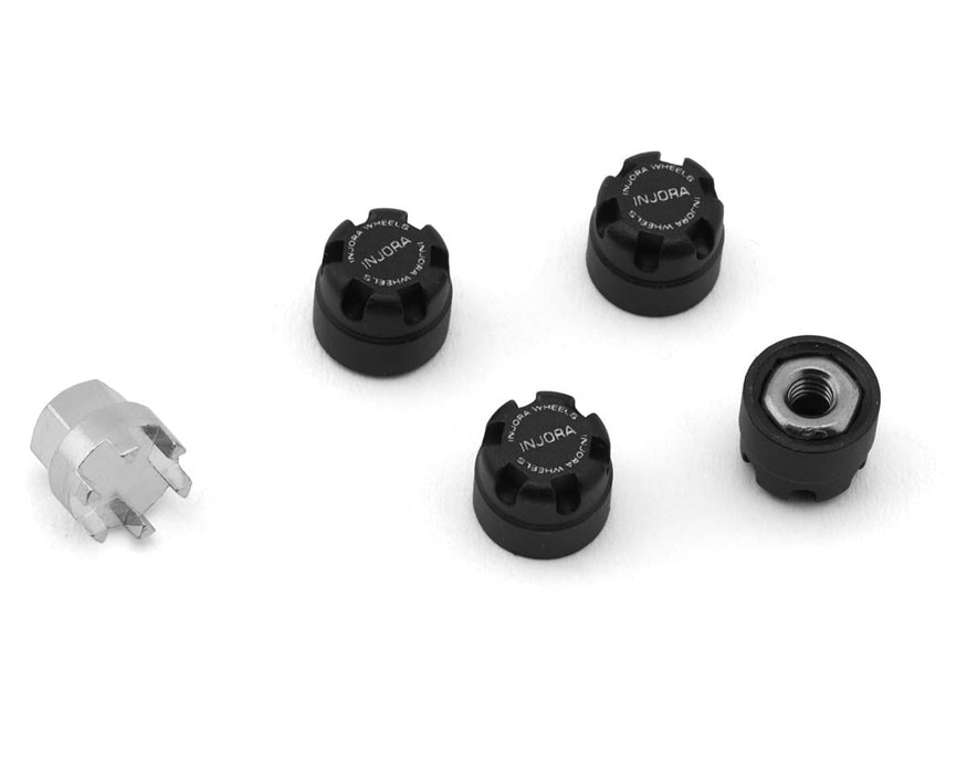 Injora 2.5mm Aluminum Wheel Cap Lock Nuts (Black)