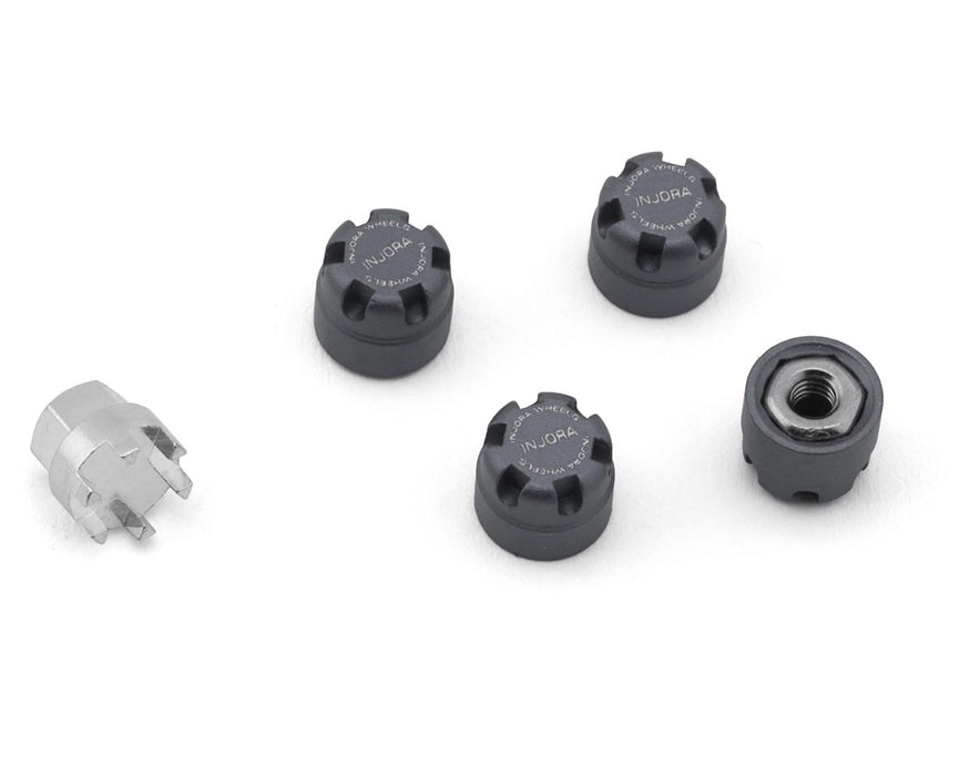 Injora 2.5mm Aluminum Wheel Cap Lock Nuts (Grey) (4)