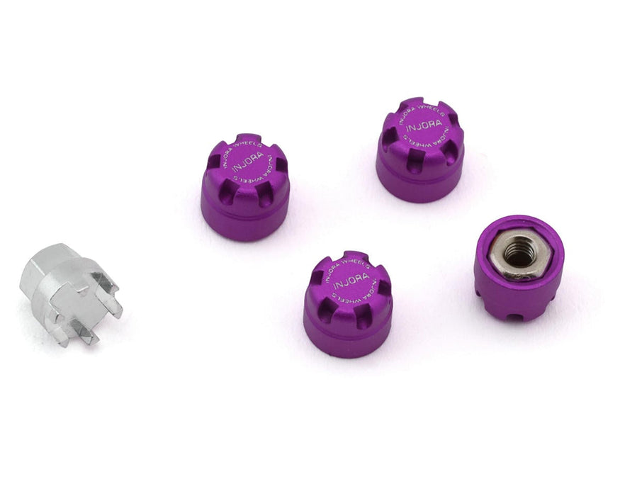 Injora 2.5mm Aluminum Wheel Cap Lock Nuts (Purple) (4)