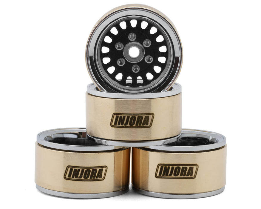 Injora 1.0" ModuWheel Brass & Aluminum Micro Crawler Beadlock Wheels (Black)