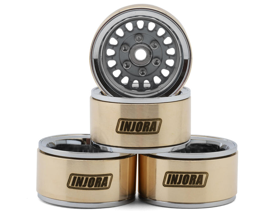 Injora 1.0" ModuWheel Brass & Aluminum Micro Crawler Beadlock Wheels (Grey)