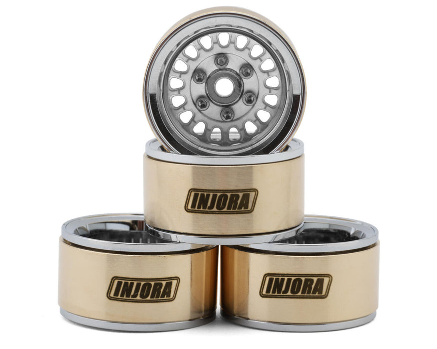 Injora 1.0" ModuWheel Brass & Aluminum Micro Crawler Beadlock Wheels (Silver)