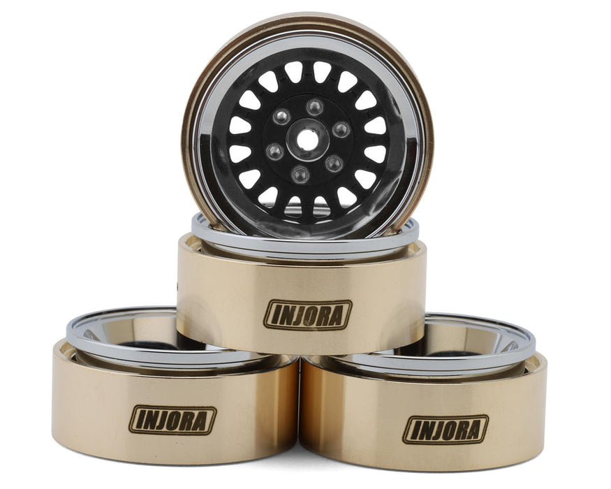 Injora 1.3" ModuWheel Brass & Aluminum Micro Crawler Beadlock Wheels (Black)
