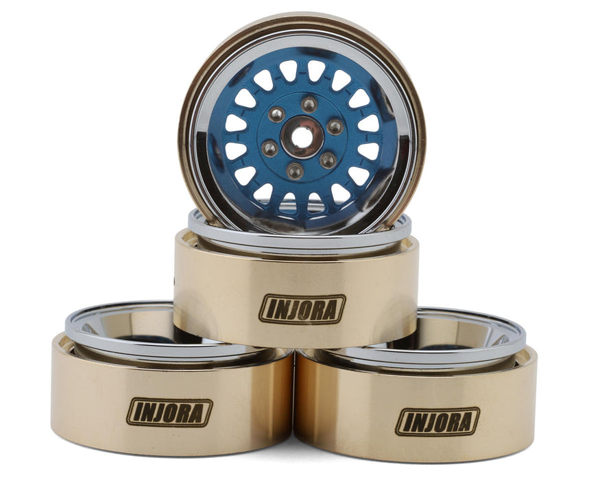 Injora 1.3" ModuWheel Brass & Aluminum Micro Crawler Beadlock Wheels (Blue)