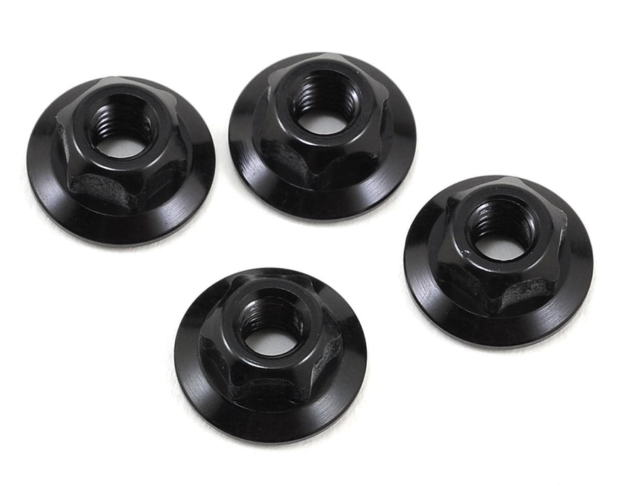 JConcepts 4mm Large Flange Serrated Locking Wheel Nut Set (Black) (4)