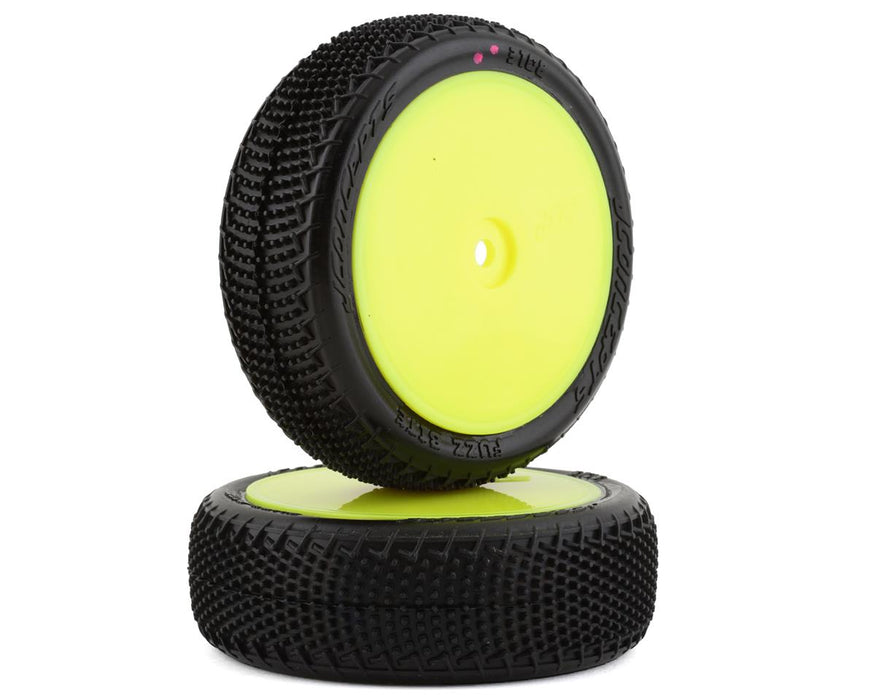 JConcepts Fuzz Bite LP 2.2" Pre-Mounted 4WD Front Buggy Carpet Tires (Yellow)