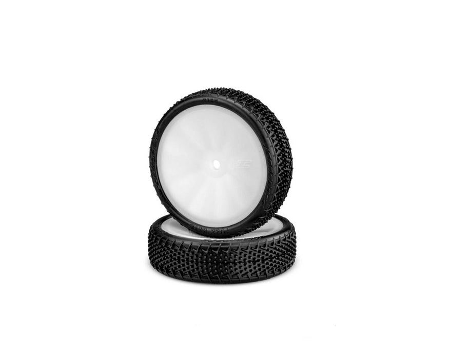 JConcepts Fuzz Bite LP 2.2" Pre-Mounted 2WD Front Buggy Carpet Tires (White) (2)