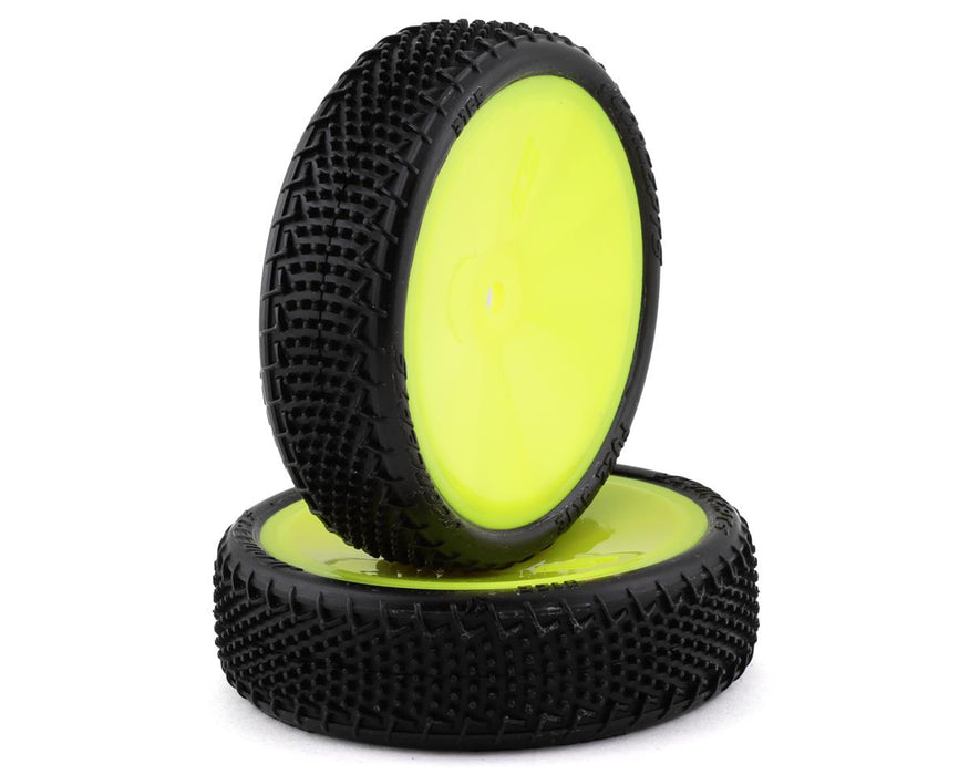 JConcepts Fuzz Bite LP 2.2 Pre-Mounted 2WD Front Buggy Carpet Tires (Yellow) (2)