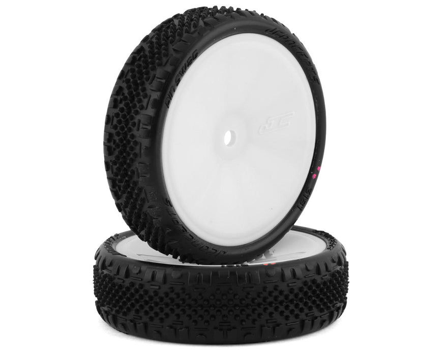 JConcepts Pin Swag Slim 2.2" Pre-Mounted 2WD Front Buggy Carpet Tires (White)